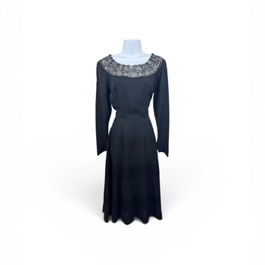 1950s Mil Jay Black Lace Cocktail Dress 