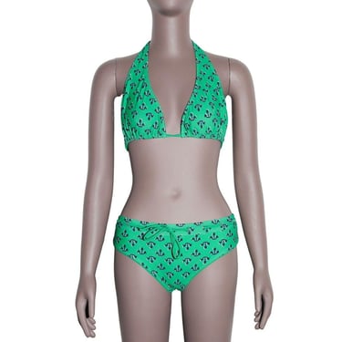 Vintage Delias Y2K Two Piece Bikini Swim Set Halter Bathing Suit 