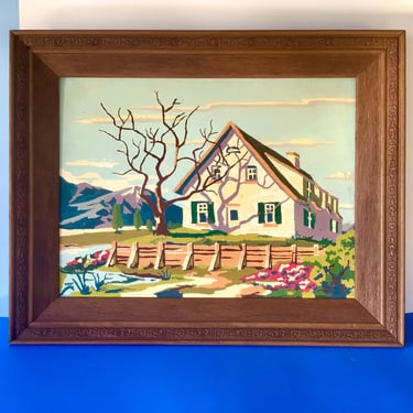 Vintage Paint by Number Landscape - 1970s Retro PBN Kitch! 