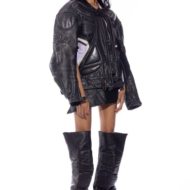 1/1 SMV BLACK LEATHER CUTOUT MOTO JACKET