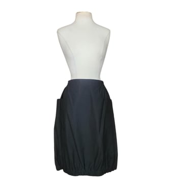 Vintage VUOKKO Finland Skirt Black Cotton Bubble Silhouette Elastic Hem Large Pockets 