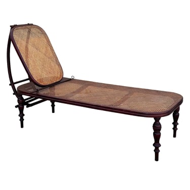 Vienna Secession Bent Oak & Cane Chaise Lounge Chair No.01 by Gebrüder Thonet 