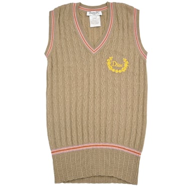 Christian Dior 2004 Sleeveless Vest Top Embroidery Beige #38