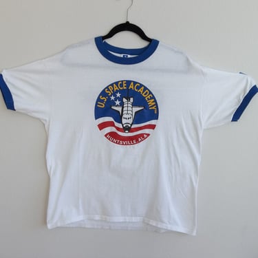 Vintage T-shirt US Space Academy Huntsville Alabama 1990s 1980s Xl Ringer Tee Apple Microsoft 