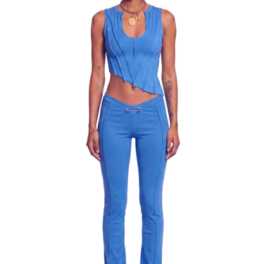ASYMMETRIC TEYANA TANK IN HAWAIIAN BLUE ECO RIB