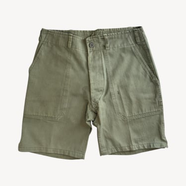Vintage 1980s Herringbone Twill Military Shorts | Retro Utility Style 