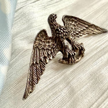 American Eagle Brooch, Bronze Tone Metal Pin, Sculptural Design, Vintage 60s 70s 