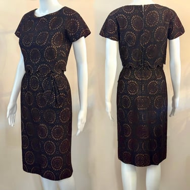 Vintage 1960’s Black Lace Shift Dress Small 
