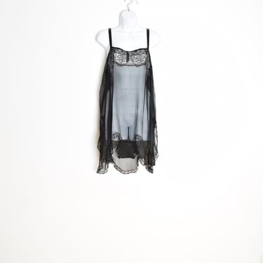vintage 20s lingerie flapper teddy sheer black silk chiffon romper step in slip L clothing 