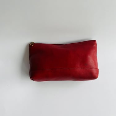 Vintage Coach New York leather makeup pouch /clutch in red cosmetic case bag 7172 