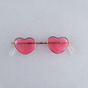 80s Pink and Gold Heart Shaped Sunglasses 