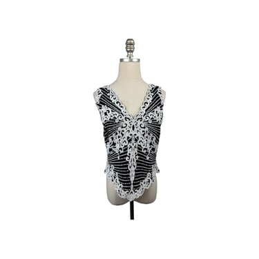 1990s Tadashi White Beaded Tank Top 