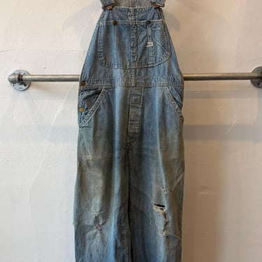 Vintage 60's Lee Overalls Distressed Jelt Denim Blue Pants 34 x 29 