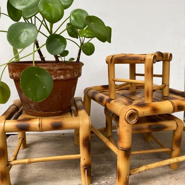 1976 VTG Bamboo Nesting Display Stands Set Of 4, By Mann, Made In Taiwan, Home Arrangement, Plants, Figurine, Home Decor, Store Display 