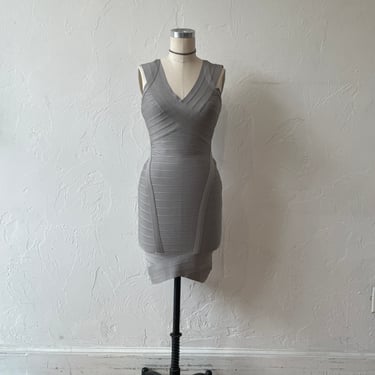 Early 2000s Herve Leger Grey Bandage Dress S/M