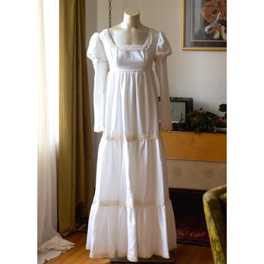 Vintage Boho Wedding Dress - 1960s, 1970s - Gunne Sax Renaissance Style Dress - Bridal, Ren Faire 
