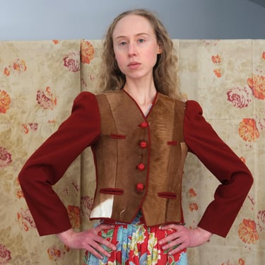 1940s jacket . vintage wool and pony hair jacket . size xs to xs/s 