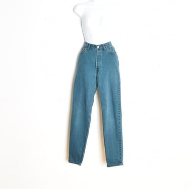 vintage 90s jeans LEVIS teal high waist rise dyed teal tapered leg mom jeans M 