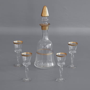 1920's French Hand Blown Glass Decanter Serving Set