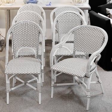 Set of 6 Outdoor Rattan Wrapped Metal Dining Chairs