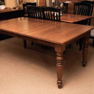 Ethan Allen Ash  Farmer's Plank Top Turned Legs  Dining Table
