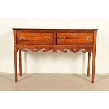 Baker Furniture Style Georgian Carved English Yew Wood Sideboard Credenza