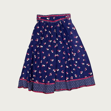 (28") 70s Gunne Sax Navy/Magenta Floral Skirt