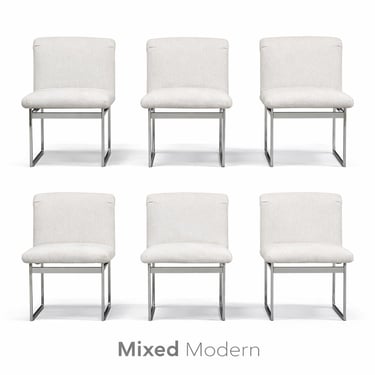 Milo Baughman White and Chrome Dining Chairs - Set of 6 