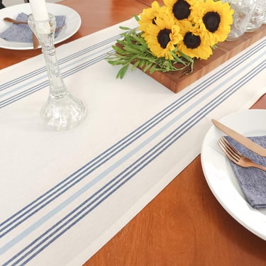 Blue Striped Table Runner 