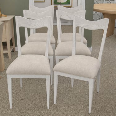 Woodbridge Set Of Six 'Silhouette' Dining Chairs In Alabaster White Wash Finish