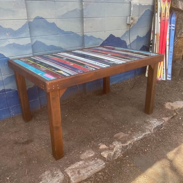 Retro Ski Top Dining Table: Hand-Painted Outdoor Patio Table (40x60
