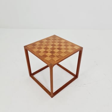 Midcentury Danish teak side table / cube chess by Kai kristiansen for Aksel kjersgaard 1960s 