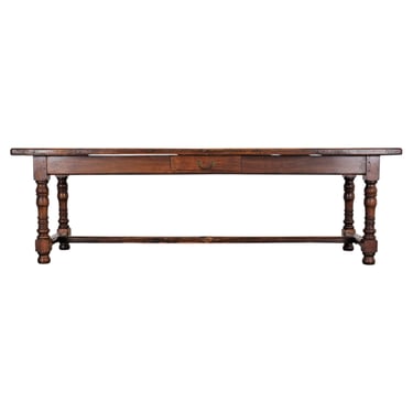 Country French Oak Parquetry-Top Farmhouse Dining Table 8 Ft