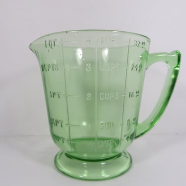 Vintage Hazel Atlas Green Measuring Cup Uranium Glass Green Vaseline Glowing Kitchen Utensil 