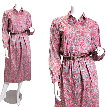 1980s Liberty Paisley Print Dress Thomas and Jonathan of Canterbury 