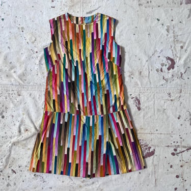 Small 1960s Funky Abstract Romper Cotton Mod Scooter Girl 