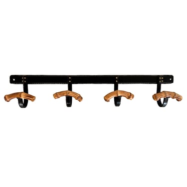 Leather and Bamboo Coat Rack