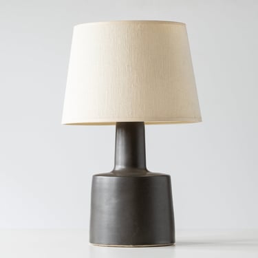 Martz / Marshall Studios Ceramic Pottery Table Lamp— Matte Black Glaze — Vintage + Mid Century Modern 