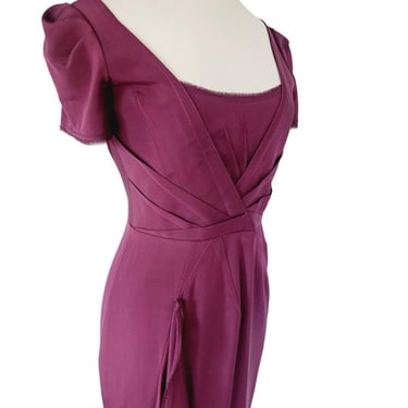 Vintage Y2K Zac Posen Dress Plum Purple Beetroot Midi NWT Asymmetrical Skirt SATC 