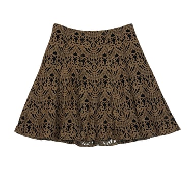 Pre-loved Nanette Lepore Black & Tan Lace Pattern Mini Skirt - Size S