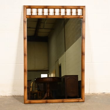 Thomasville Hollywood Regency Faux Bamboo Framed Wall Mirror, Circa 1960s