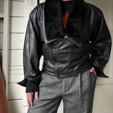 80s Versace Shearling Leather Jacket | M-L