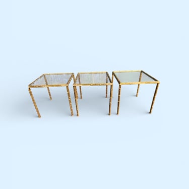 Great vintage metal faux bamboo side tables / coffee tables 