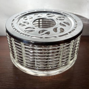 Vintage Silex Ribbed Glass Tea Pot Table Candle Warmer | Teapot Holder Hot Plate Dish Serving | MCM Holiday Christmas Festive Dinner Party 