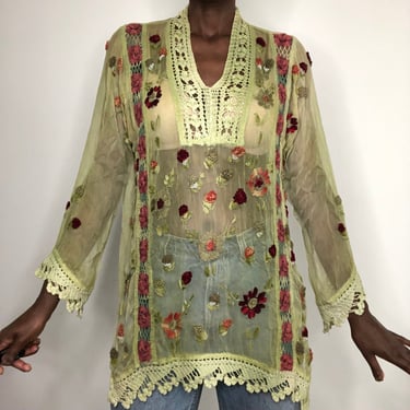 Whimsy Goth Embroidered Chiffon Blouse