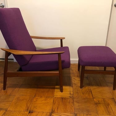 Beautiful Arne Vodder FD164 Danish Mid Century Modern Teak Lounge Chair & Ottoman 