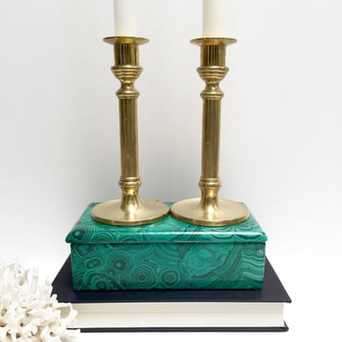 Solid brass candleholders, a pair | vintage brass candlestick holders | golden brass | matching pair taper candle holders 