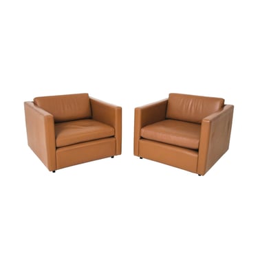 Midcentury Modern Caramel Club Chairs by Charles Pfister for Knoll - A Pair