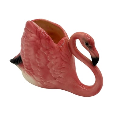 Rare Mid-century Ceramic Pink Flamingo Flower Table Planter Signed Will-George 