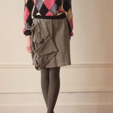 1991 Comme de Garcons Tricot Houndstooth Origami Skirt 
